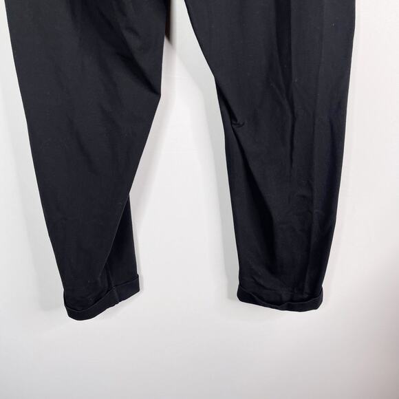 Eileen Fisher M Black Organic Cotton Stretch Jersey Cuffed Ankle Pants Pull On - Picture 8 of 10